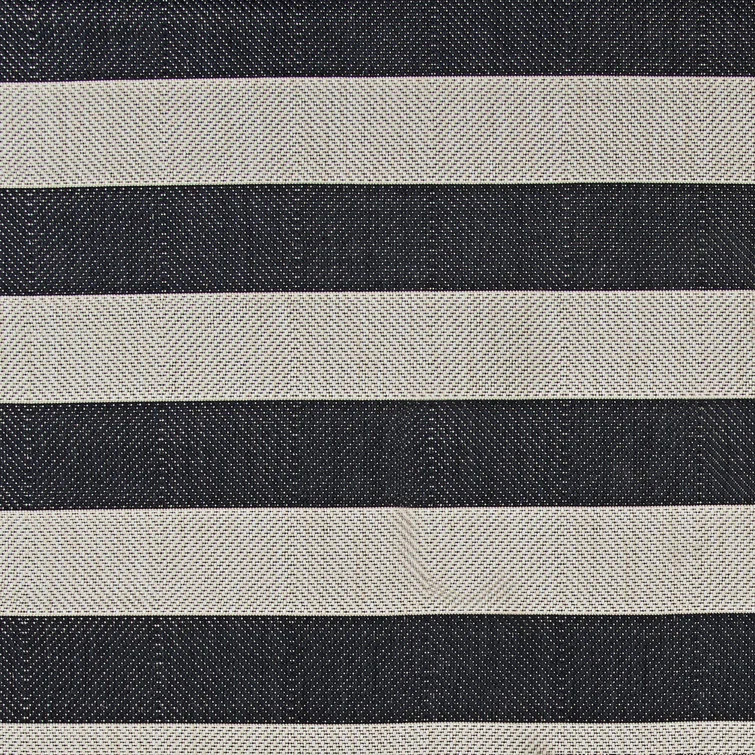 Papatya Striped Flatweave Indoor / Outdoor Area Rug in Black Onyx/Ivory | Wayfair North America