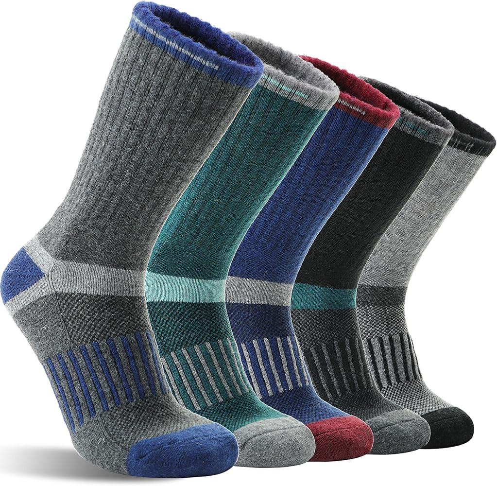 5 Pairs Merino Wool Hiking Socks Warm Thermal Winter Cozy Cushioned Moisture Wicking Socks for Wo... | Amazon (US)