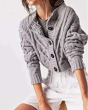 Free People dupes Bonfire Cardi Wooden Buttons Open Front Cardigan Sweater FP Dupes Casual Sweate... | Amazon (US)