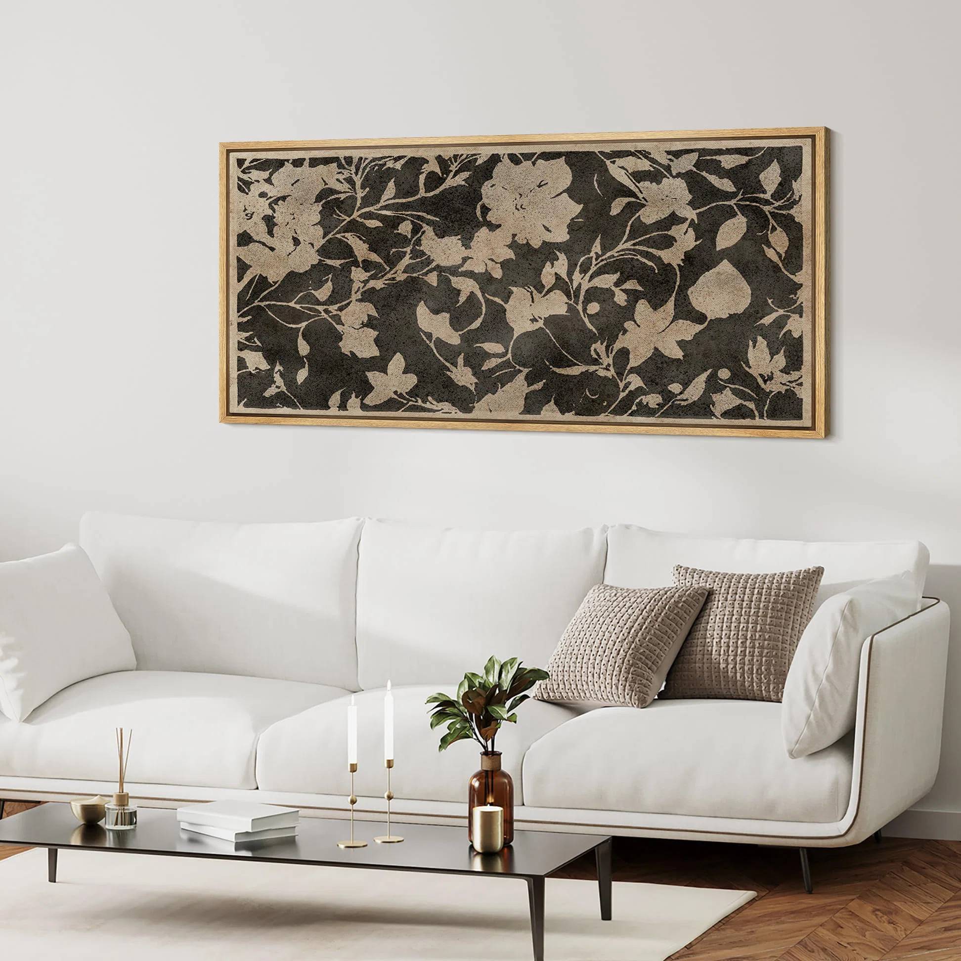 Abstract Botanical Vintage Floral Pattern in Landscape Retro Decor Extra Large Artwork Wall Art | Wayfair North America