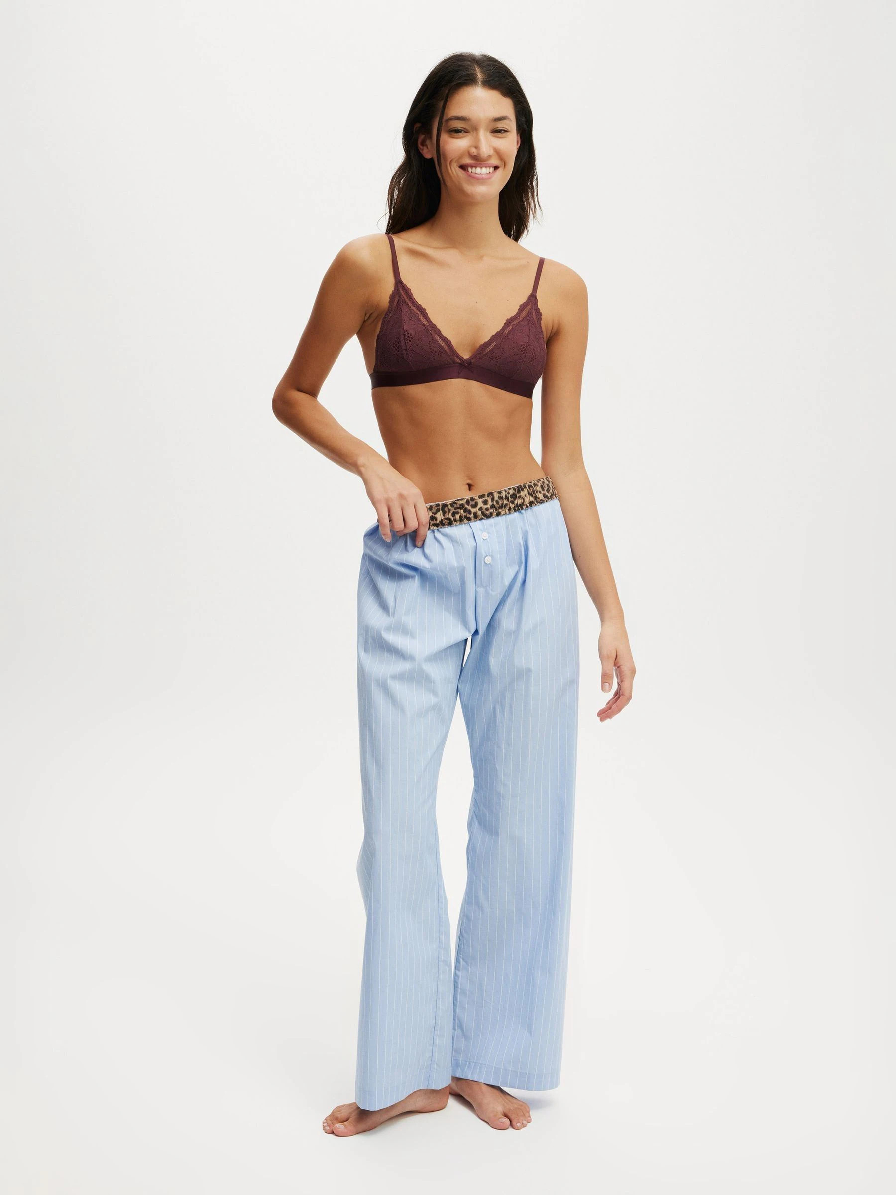 Cotton On Cotton On Blue Boyfriend Wide Leg Boxer Trousers | Next US