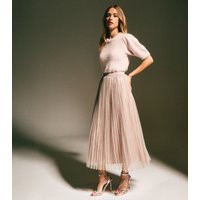 Women's Pale Pink Sequin Tulle Midi Skirt New Look | New Look (UK)