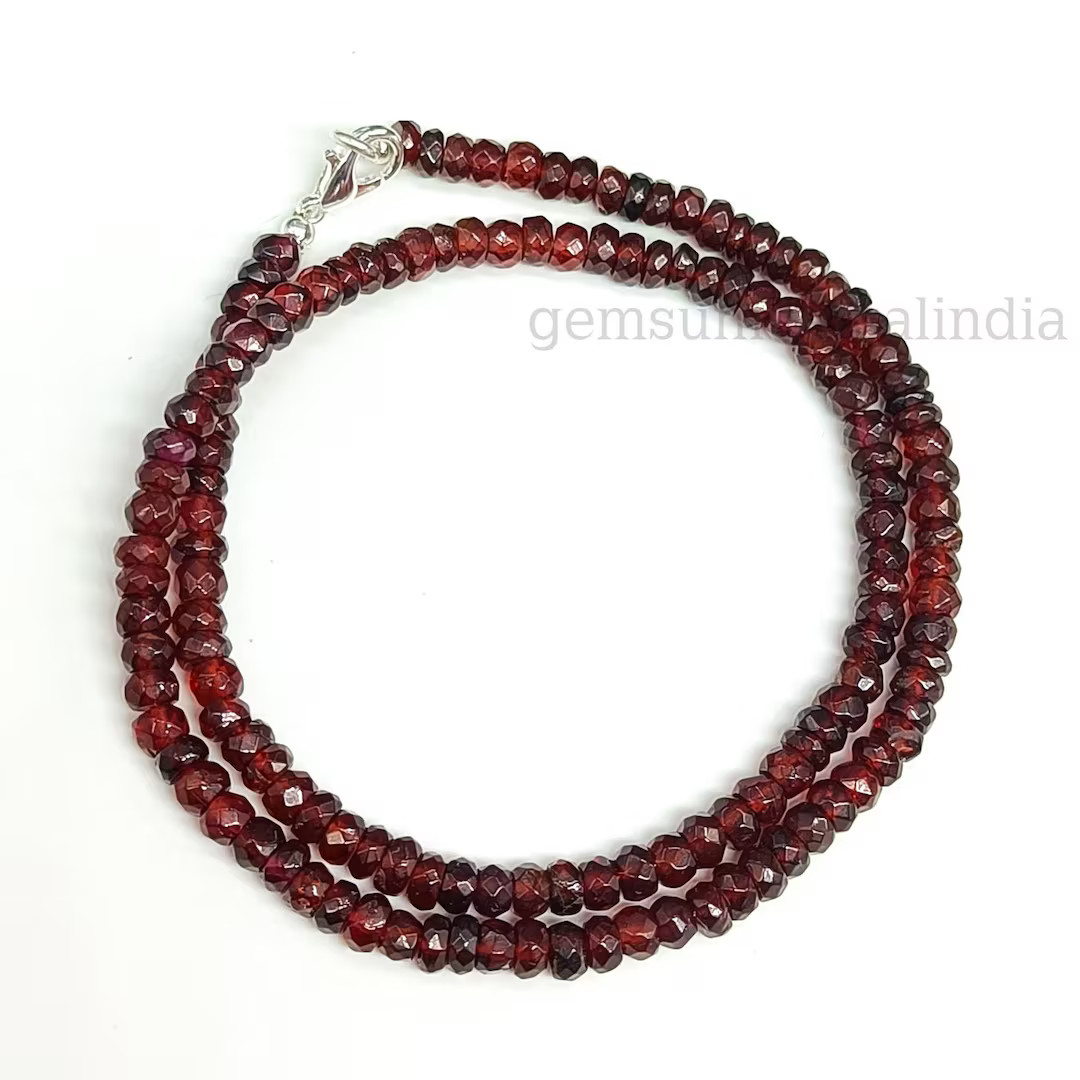 Natural Garnet Faceted Rondelle Beads Necklace, Red Garnet Beaded Necklace, Garnet Necklace for W... | Etsy (US)