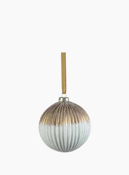 Set of 4 Ribbed Two-Toned Glass Ball Ornament | The Style Edit Collective