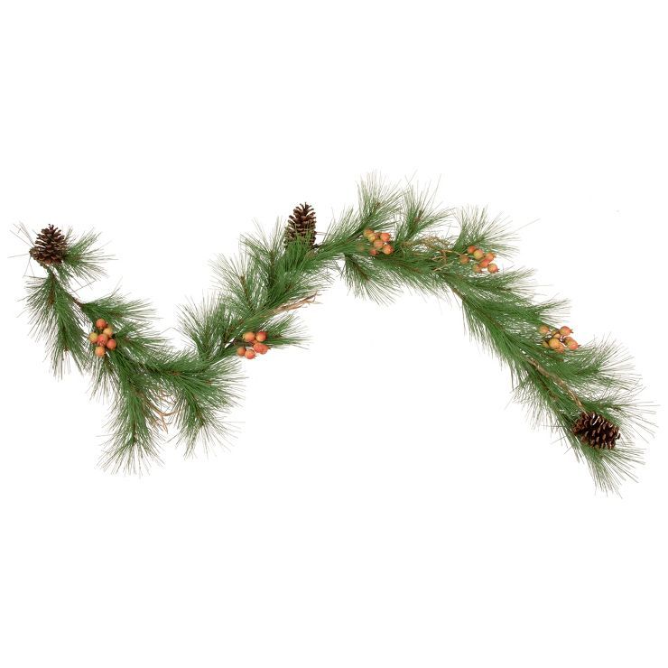 Northlight 6' Unlit Green Pine Needle, Pinecones and Golden Antlers Christmas Garland | Target