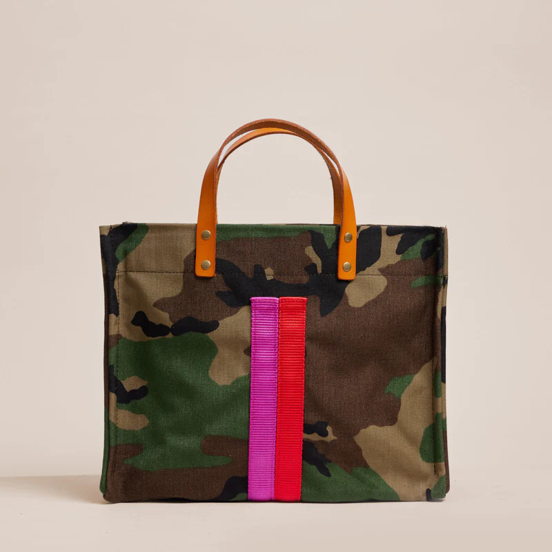 Medium Mimi - Nylon Camo with Pink & Red Stripe | Parker Thatch