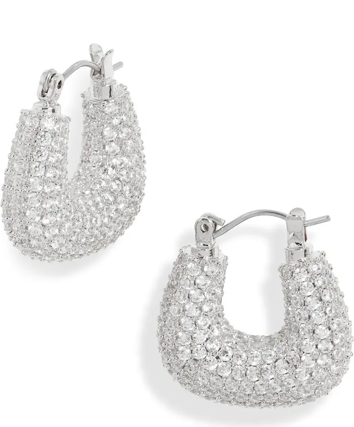 Wide Pavé Cubic Zirconia Hoop Earrings | Nordstrom