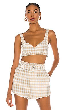 Camila Coelho Connor Top in Tan Check from Revolve.com | Revolve Clothing (Global)