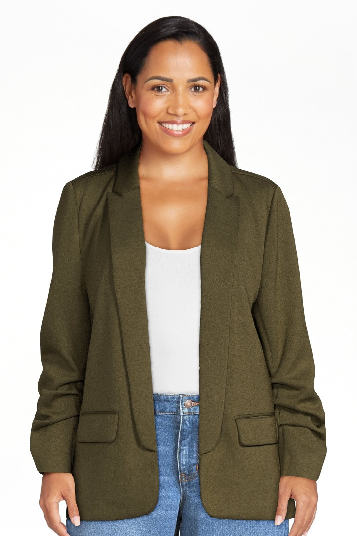 Scoop Women's Relaxed Scuba Knit Blazer with Scrunch Sleeves, Sizes XS-XXL | Walmart (US)