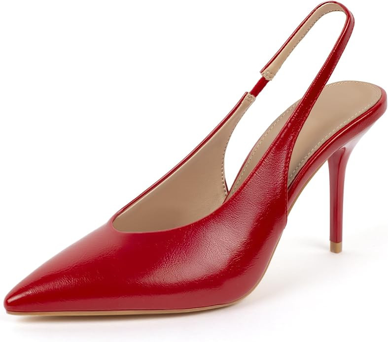 Stiletto Heels Pumps Women Slingback High Heels Pointed Toe Slip On Sandals Stretch Strap Closed ... | Amazon (US)
