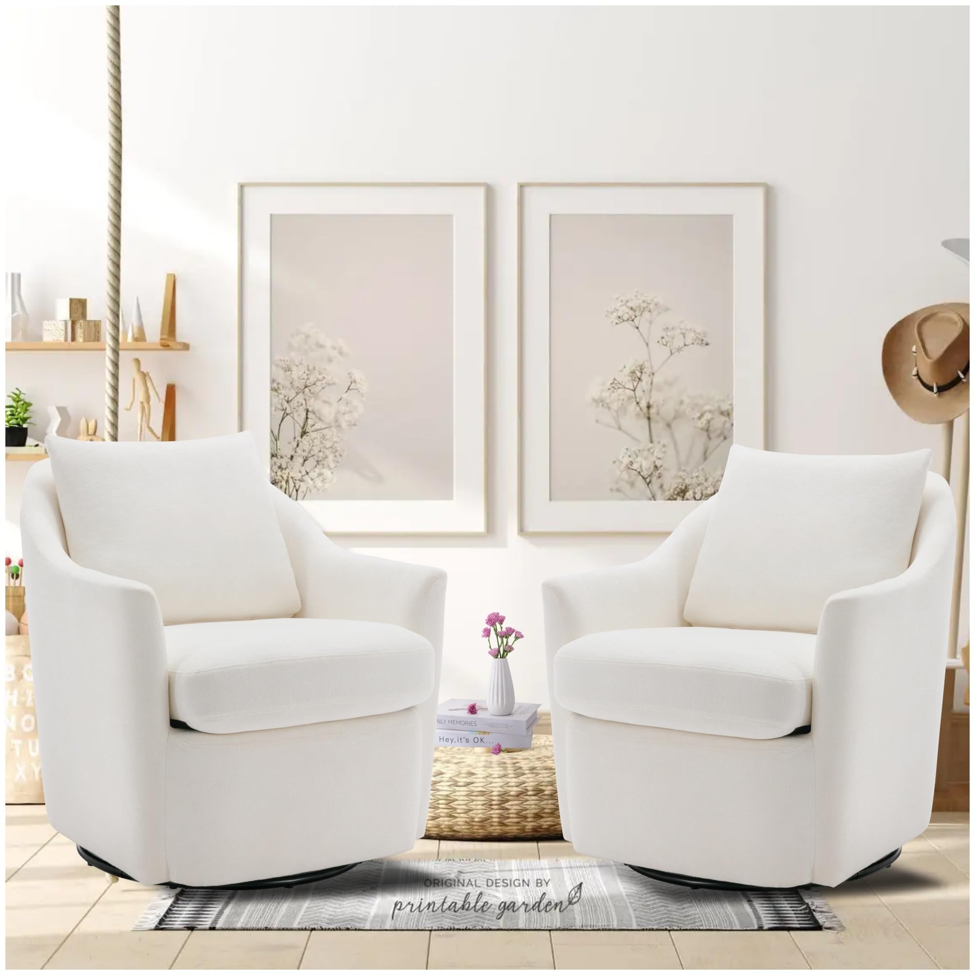 COLAMY Swivel Accent Chair, Living Room Chair Upholstered 360° Swivel Chair Modern Reading Armch... | Amazon (US)