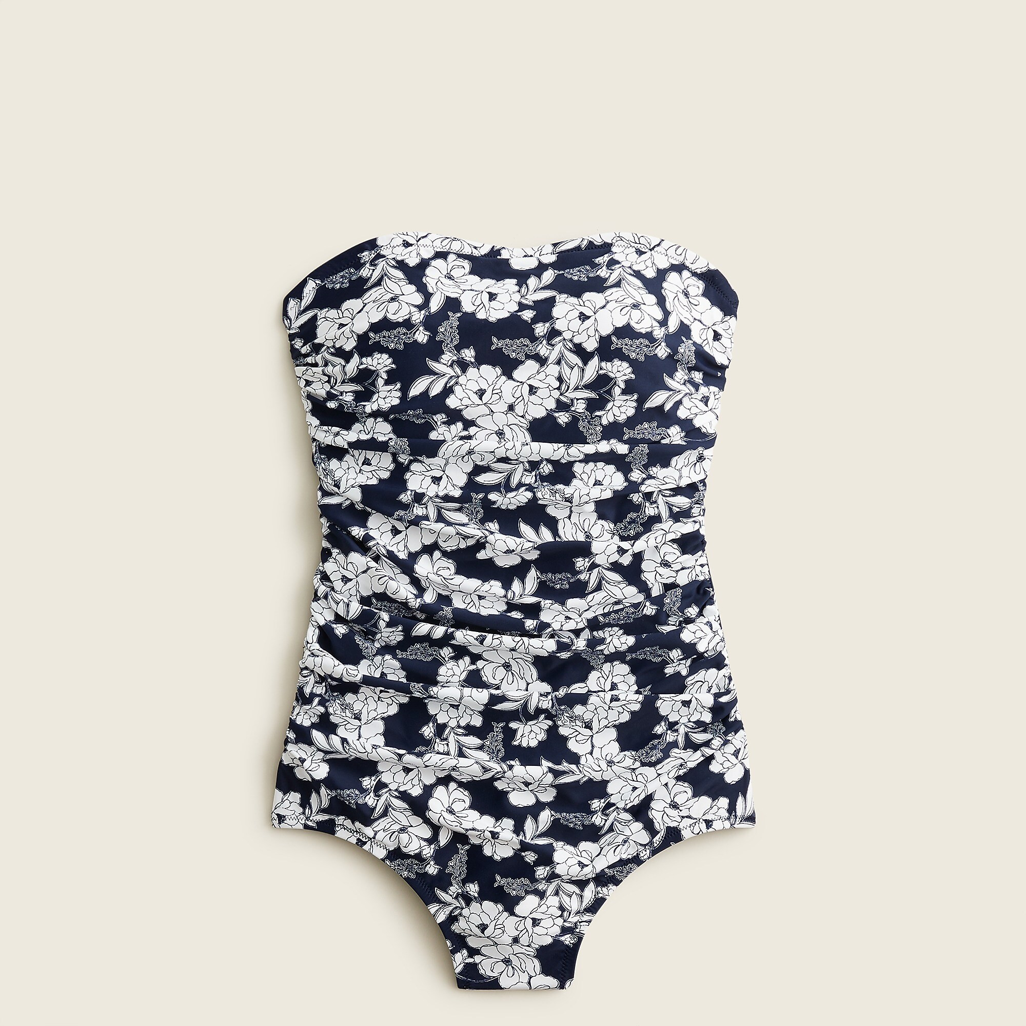 Ruched bandeau one-piece in magnolia floral | J. Crew US