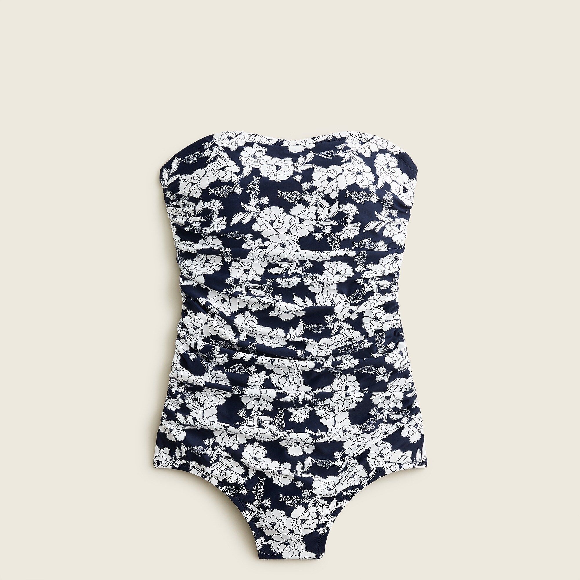 Ruched bandeau one-piece in magnolia floral | J.Crew US
