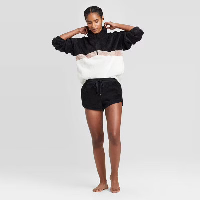 Women's Cozy Sherpa Lounge Shorts - Colsie™ Black | Target