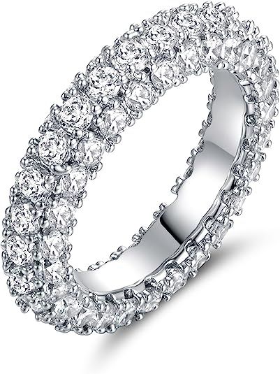 Barzel 18k White Gold or Rose Gold Plated Cubic Zirconia Eternity Band Ring Cocktail Jewelry | Amazon (US)