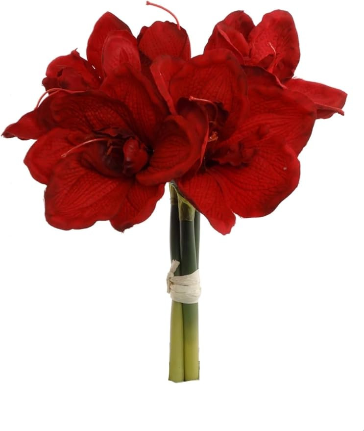 12.5" Amaryllis Bundle - Set of 12 - Realistic Artificial Flowers for Home Decor, Weddings, and E... | Amazon (US)
