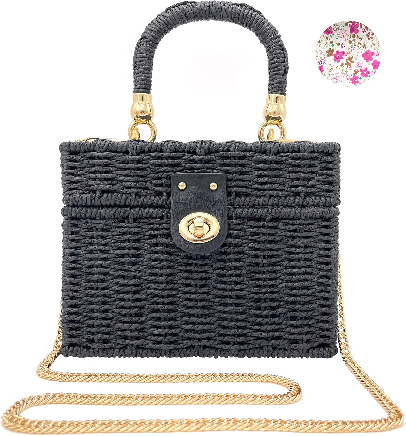 Handwoven Rattan Bag for women-Wicker Woven Square Crossbody vintage Chic Casual Beach Boho Tote ... | Amazon (US)