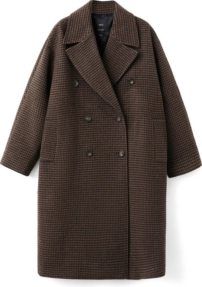Micro Houndstooth Wool Blend Double Breasted Coat | Nordstrom