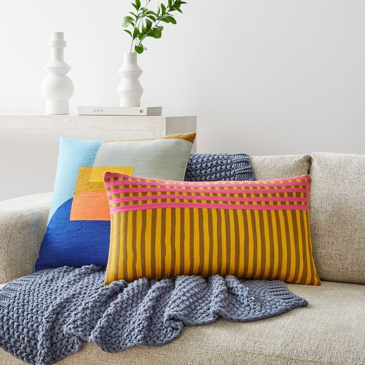 Half Moon Grid Pillow Cover Set - Marina Blue | West Elm (US)