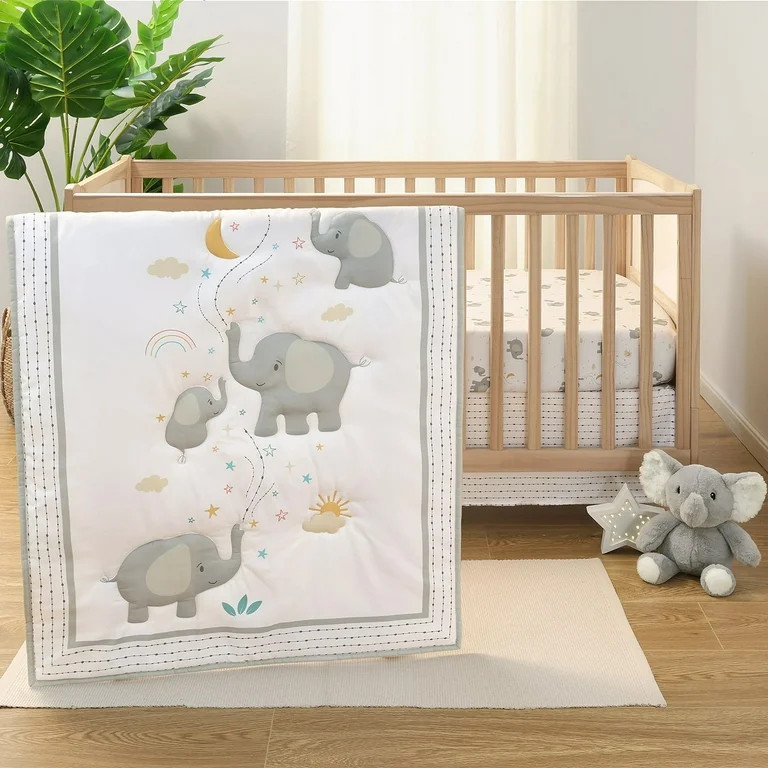 The Peanutshell 3 Piece Elephant Whimsy Baby Crib Bedding Set Boy or Girl, Nursery Decor Boy Crib... | Walmart (US)