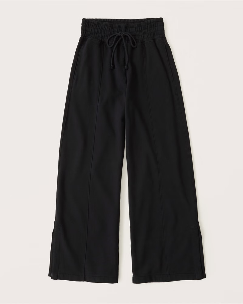 Abercrombie & Fitch Women's Side Split-Hem Wide Leg Sweatpants in Black - Size S | Abercrombie & Fitch (US)