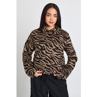 boohoo Women's Zebra Print Wool Look Jacket in Beige | Size: 12 | Knitted | boohoo (US & Canada)