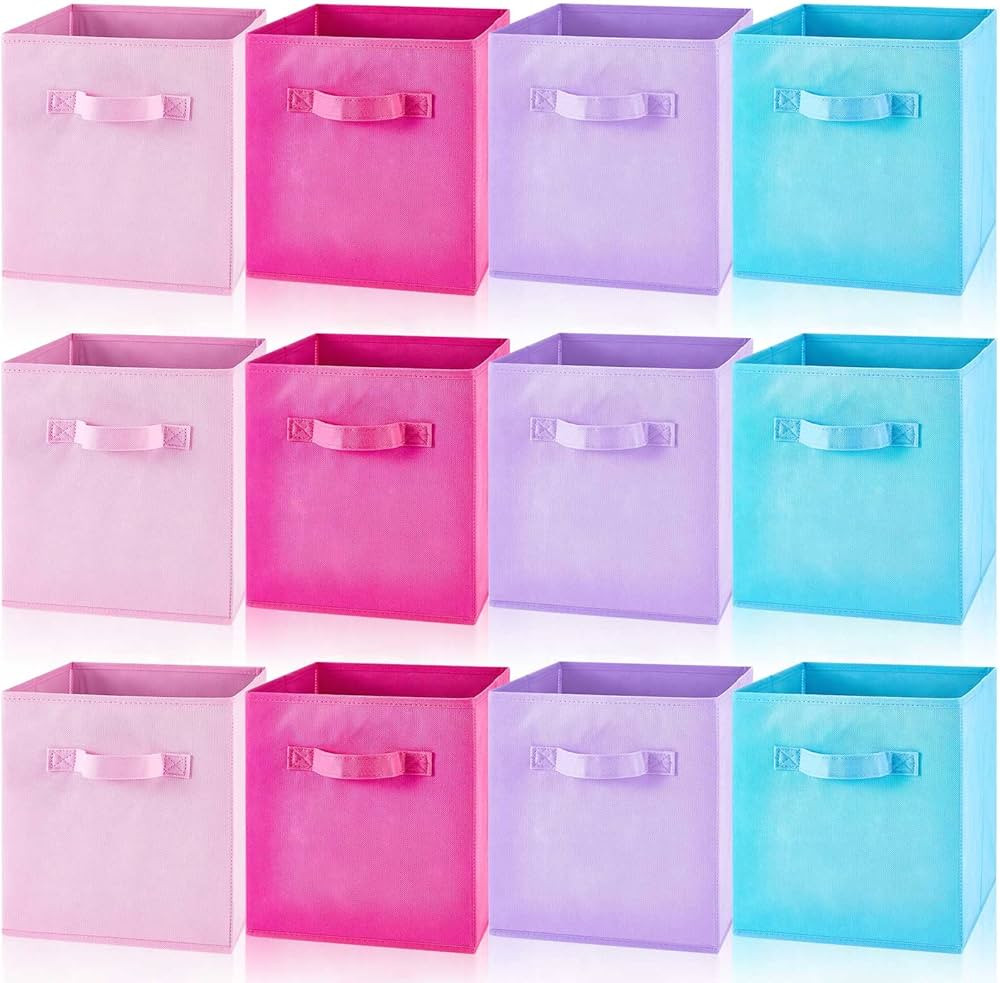 12 Pcs Cube Storage Bin 11'' Collapsible Storage Cubes Foldable Cube Storage Organizer Bins Fabri... | Amazon (US)