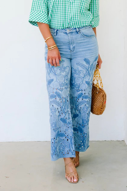 Colleen High Rise Medium Blue Wide Leg Jean | The Willow Tree