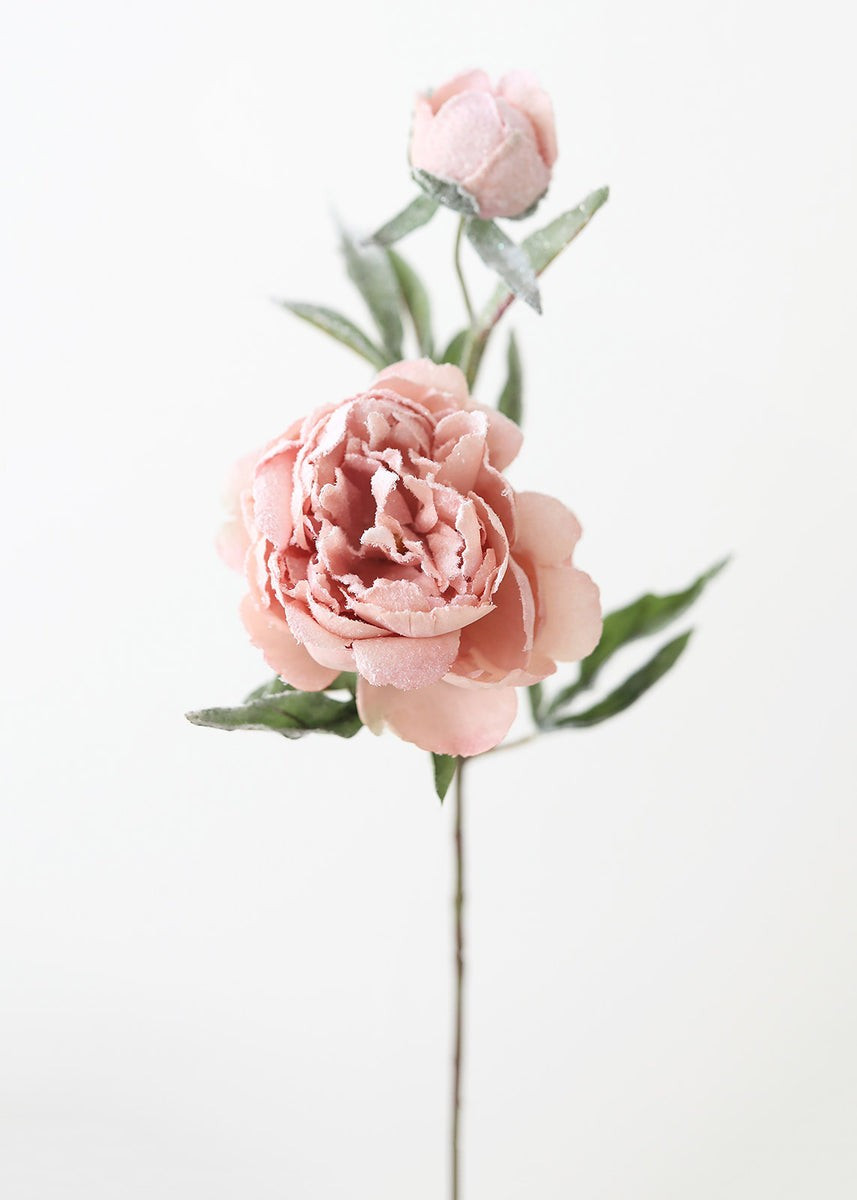 Artificial Snowy Pink Peony Flower | Afloral (US)