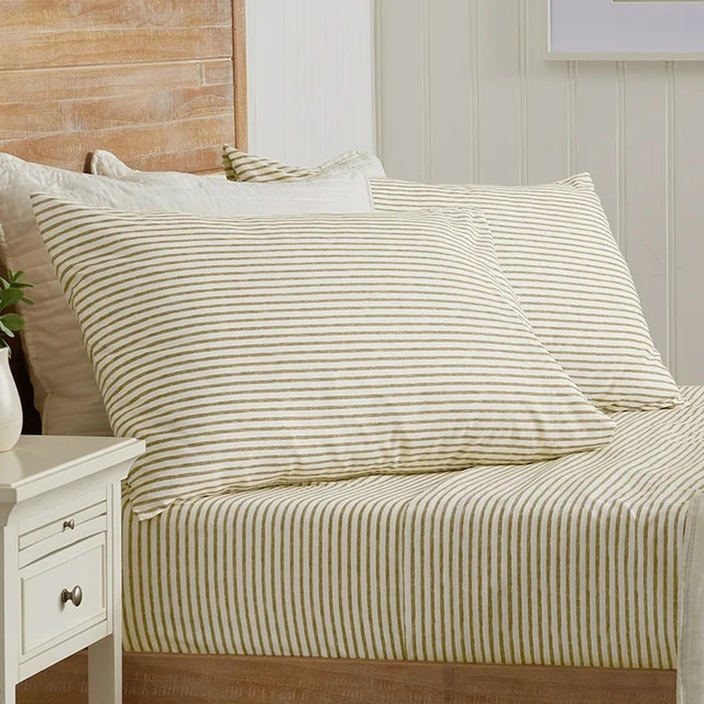 Great Bay Home Striped Microfiber Wrinkle Resistant Sheet Set  (King, Light Taupe) | Walmart (US)