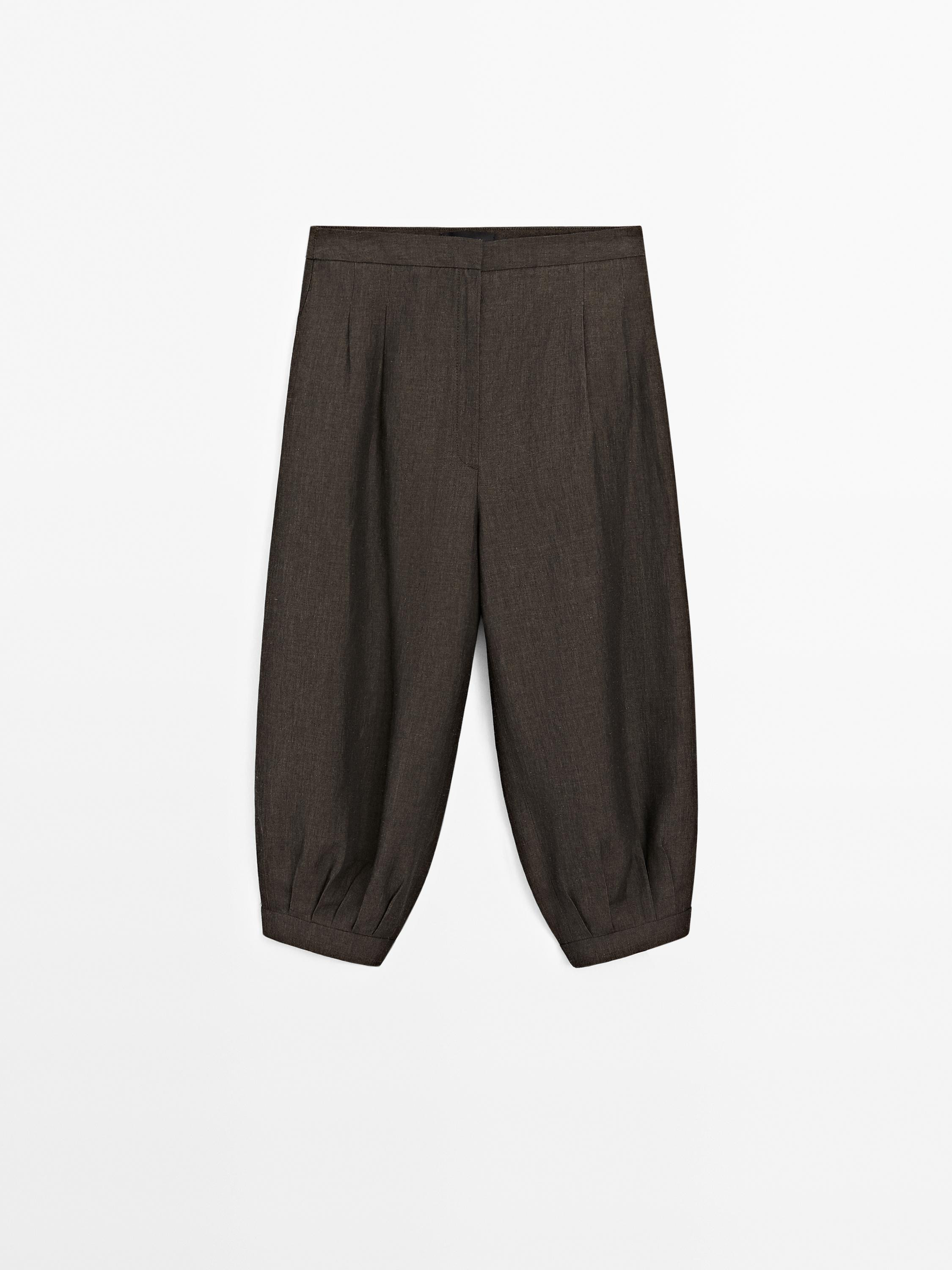 Linen blend balloon capris | Massimo Dutti US