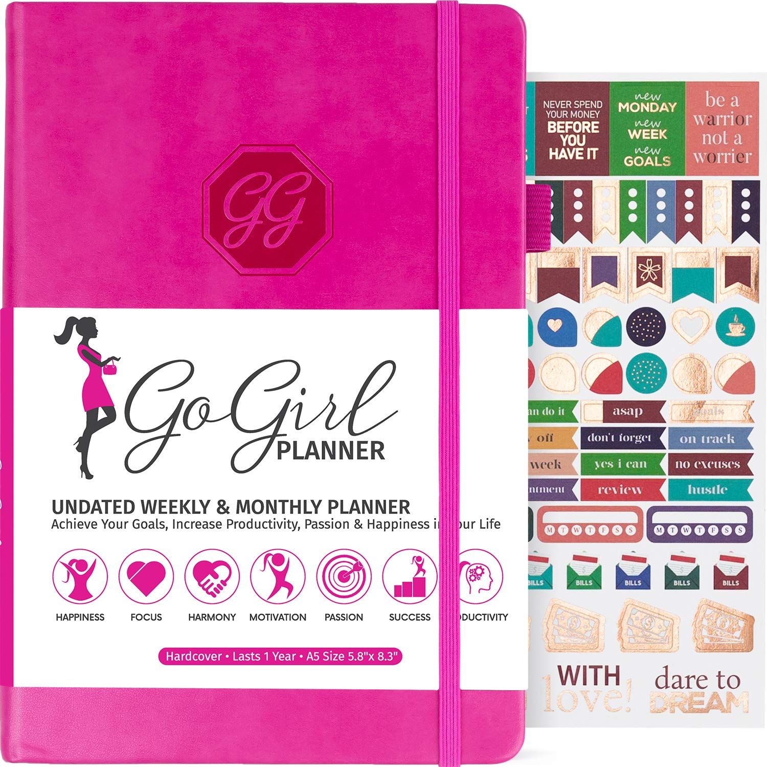 GoGirl Planner and Organizer for Women – A5 Size Weekly Planner, Goals Journal & Agenda to Improve T | Amazon (US)