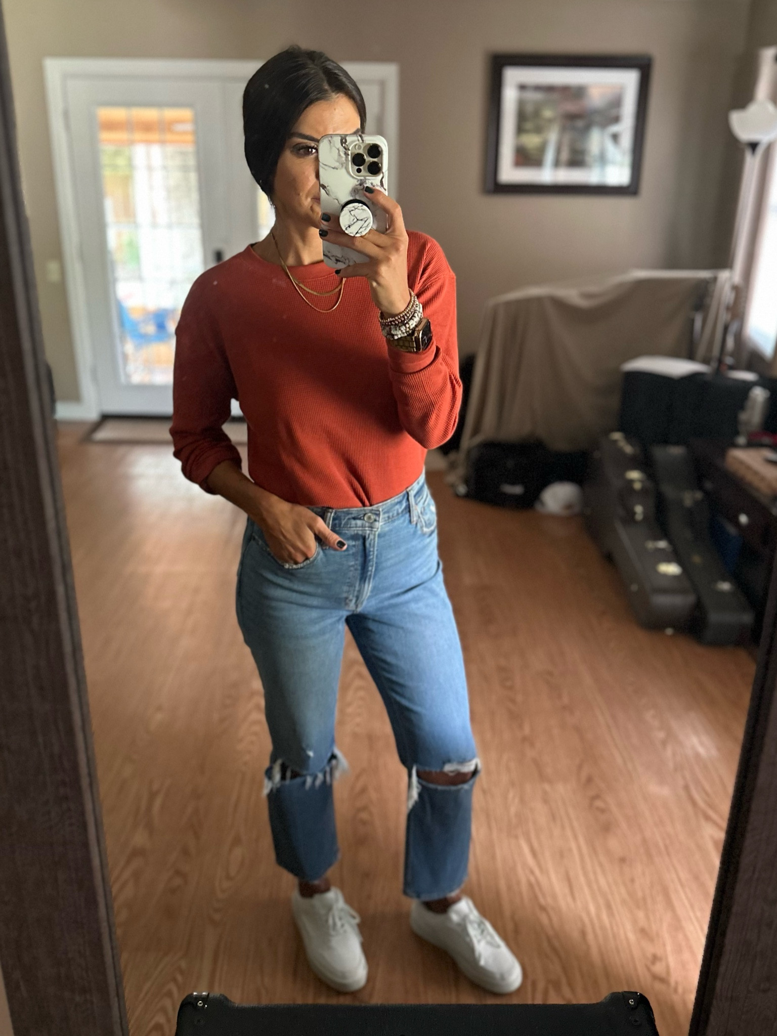 $9 Walmart waffle knit is back! I sized up to a medium, but could have stayed tts 

#LTKFindsUnder100 #LTKStyleTip #LTKSaleAlert