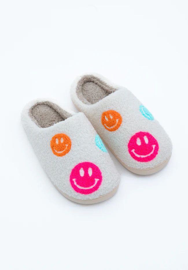 Multi-Color Smiley Slippers | Pink Lily