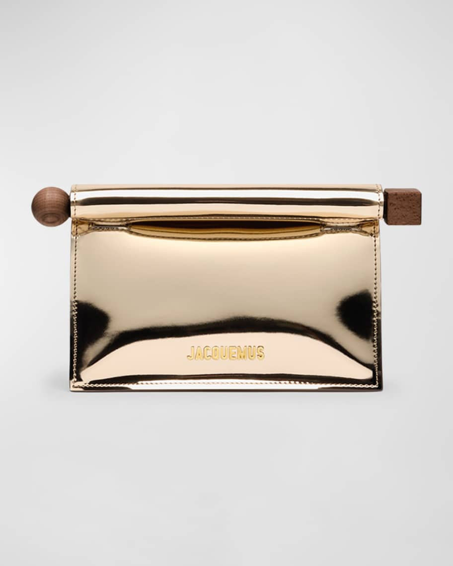 Jacquemus La Petite Pochette Rond Metallic Clutch Bag | Neiman Marcus