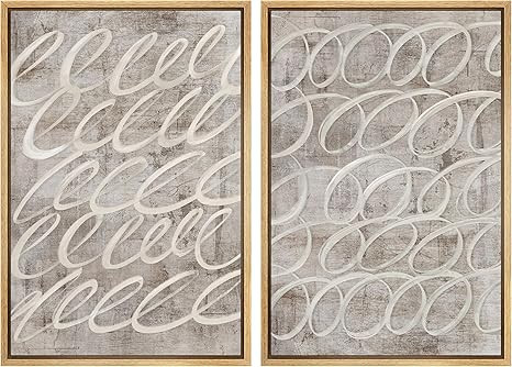 MUDECOR Framed Canvas Print Wall Art Vintage Mid-Century Swirl Abstract Shape Illustrations Moder... | Amazon (US)