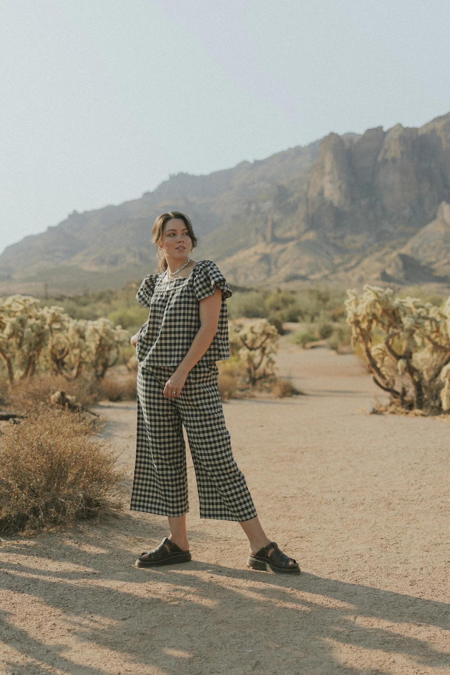 Meadow Pants in Charcoal | Wide Leg Gingham Pants | Altair The Label