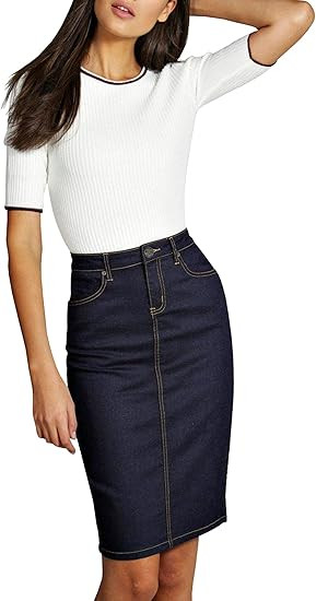 Lexi Womens Super Comfy Perfect Fit Stretch Denim Skirt | Amazon (US)