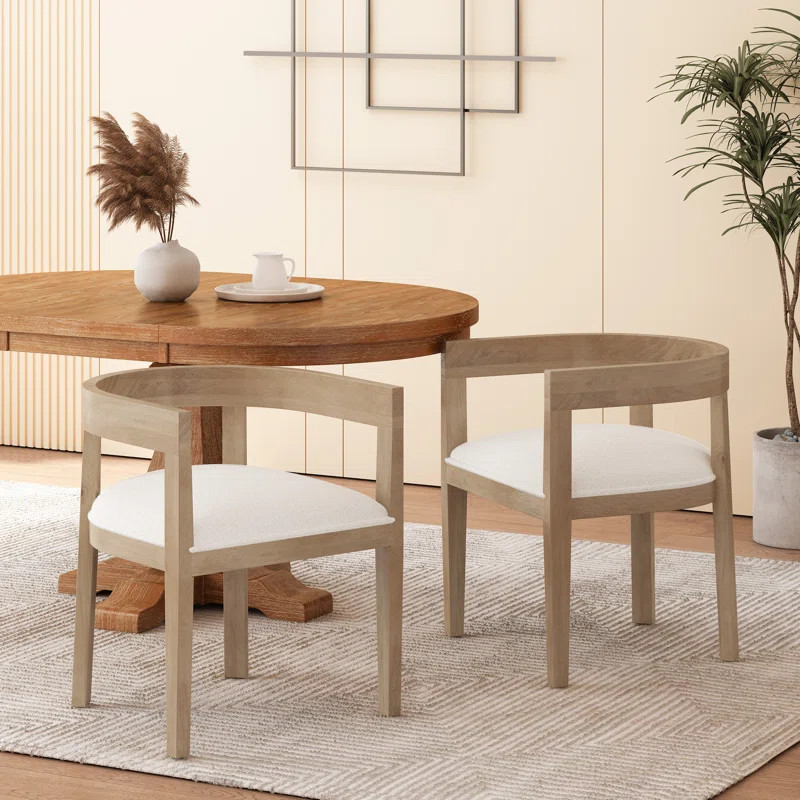 Anoushay Peony Fabric and Rubberwood Dining Chairs (Set of 2) | Wayfair North America