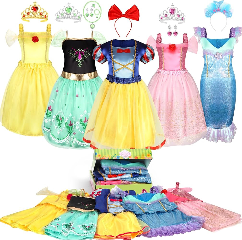 Princess Dress Up Clothes for Little Girls: Princess Costume for Girls Toddler, Girl Toys Age 3 4... | Amazon (US)