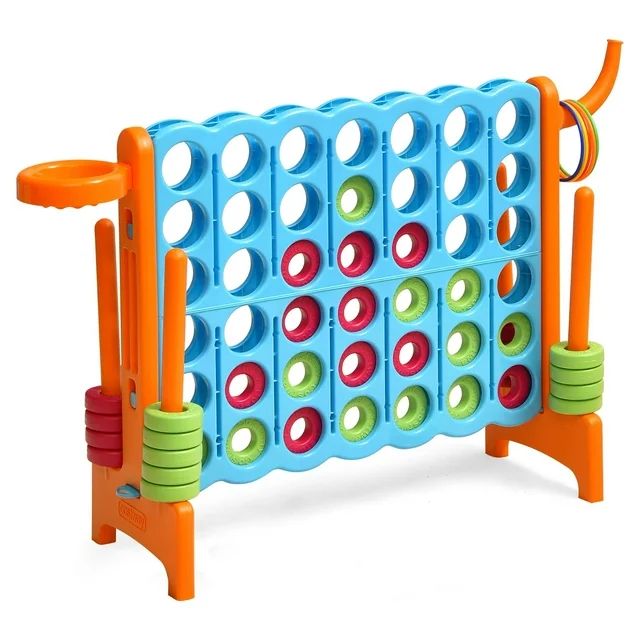 Costway 4-in-A Row Giant Game Set w/Basketball Hoop for Family Orange | Walmart (US)