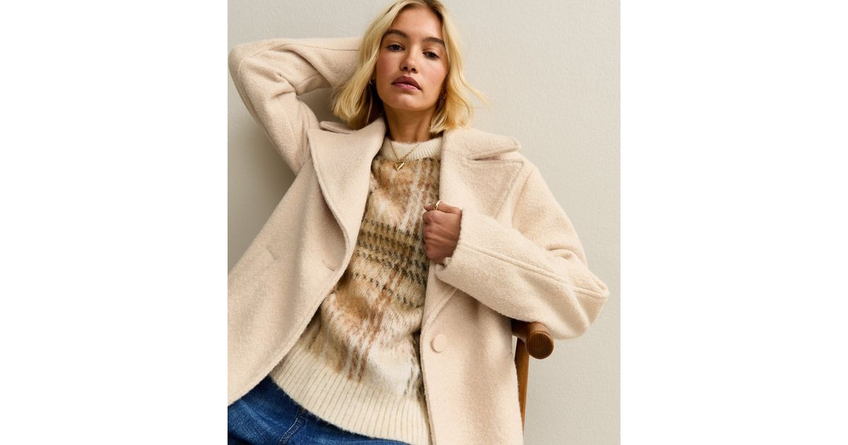 Cream Textured Single Breasted Coat | New Look | New Look (UK)