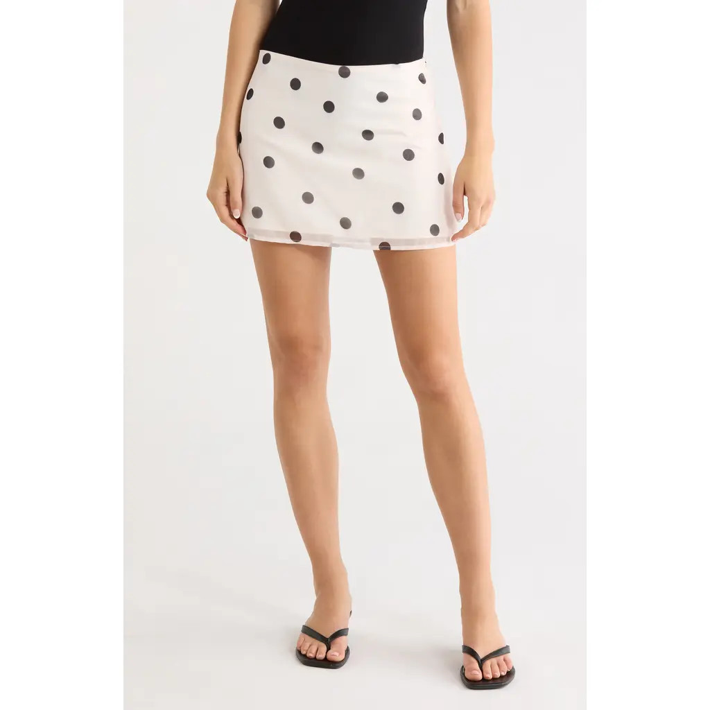 Princess Polly Adelaida Polka Dot Miniskirt in Cream Polka at Nordstrom, Size 0 | Nordstrom