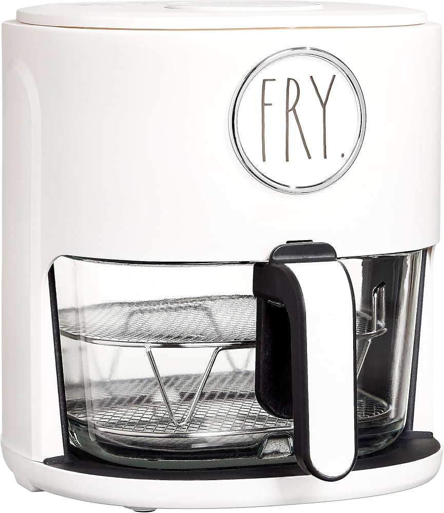 Rae Dunn 1200W 4Qt Air Fryer with GLASS Frying Basket, Dishwasher Safe, 2 Tier Tray, 60 Minute Ti... | Amazon (US)