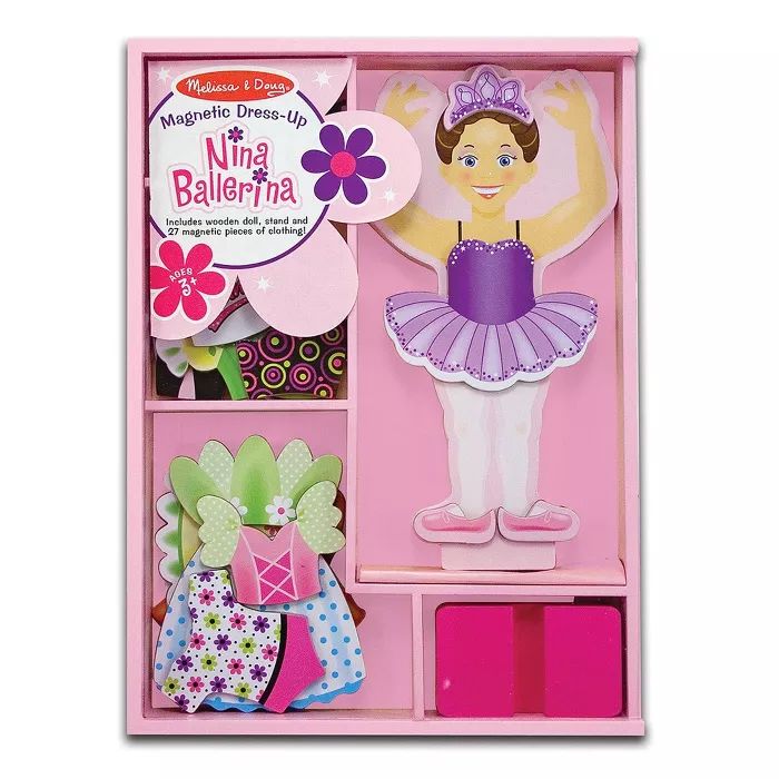 Melissa &#38; Doug Deluxe Nina Ballerina Magnetic Dress-Up Wooden Doll With 27pc of Clothing | Target