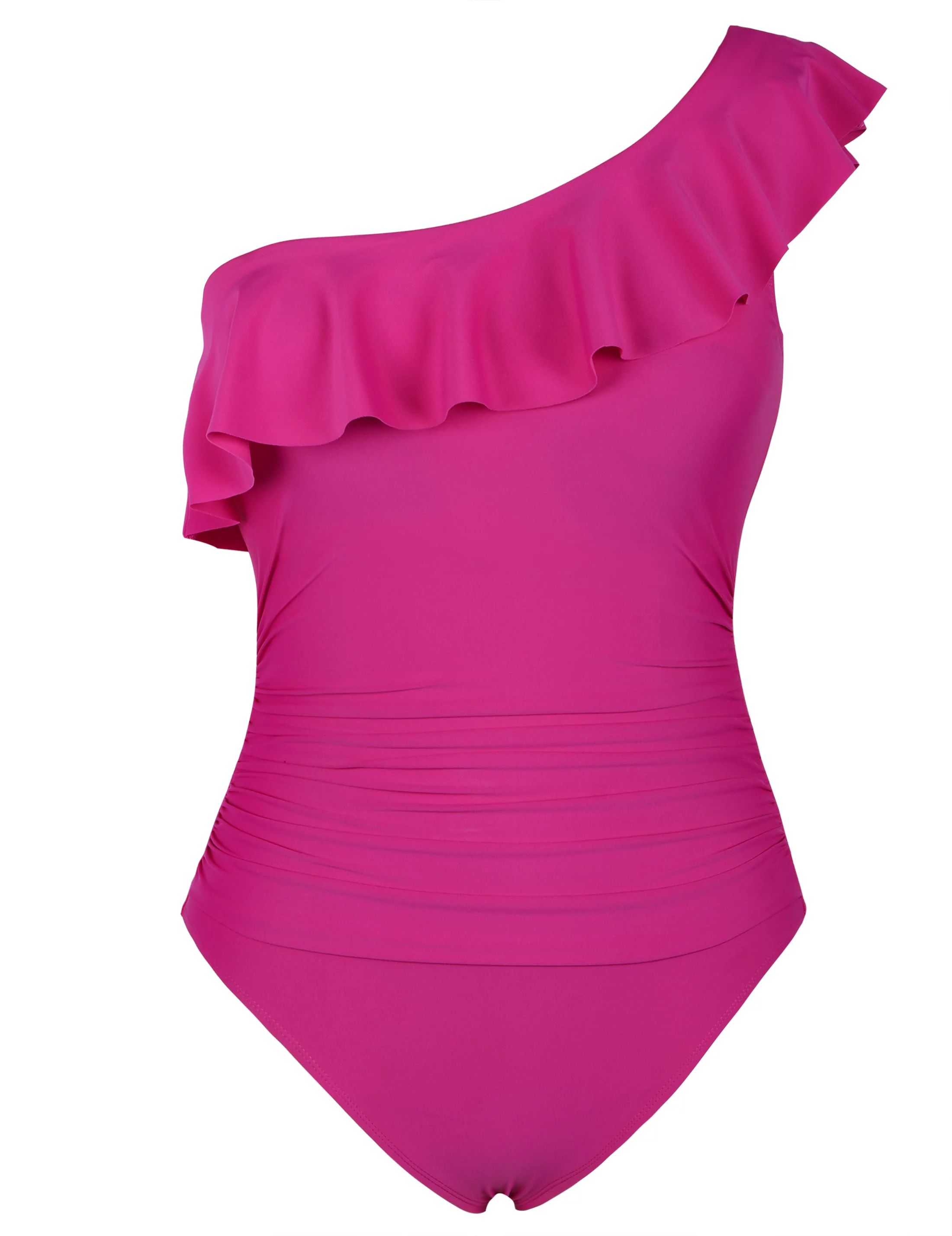 Hilor Womens One Piece Swimsuits One Shoulder Swimwear Asymmetric Ruffle Monokinis Bathing Suits | Walmart (US)
