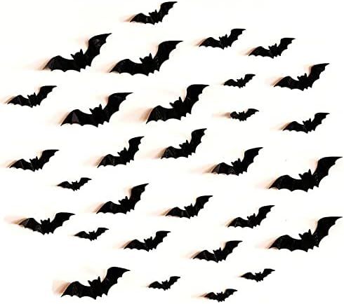 Fashionwu 80pcs 3D Bats Stickers, Halloween Party Supplies Waterproof Scary Bats Wall Decals DIY ... | Amazon (US)