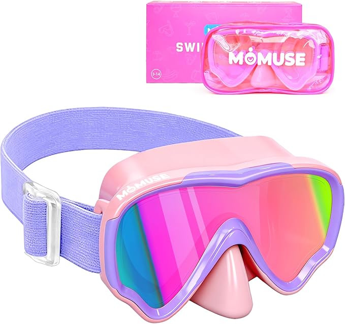 MOMUSE Kids Swim Goggles with Soft Fabric Strap 3-14, Swimming Goggles 3D No-Leak Nose Cover UV P... | Amazon (US)