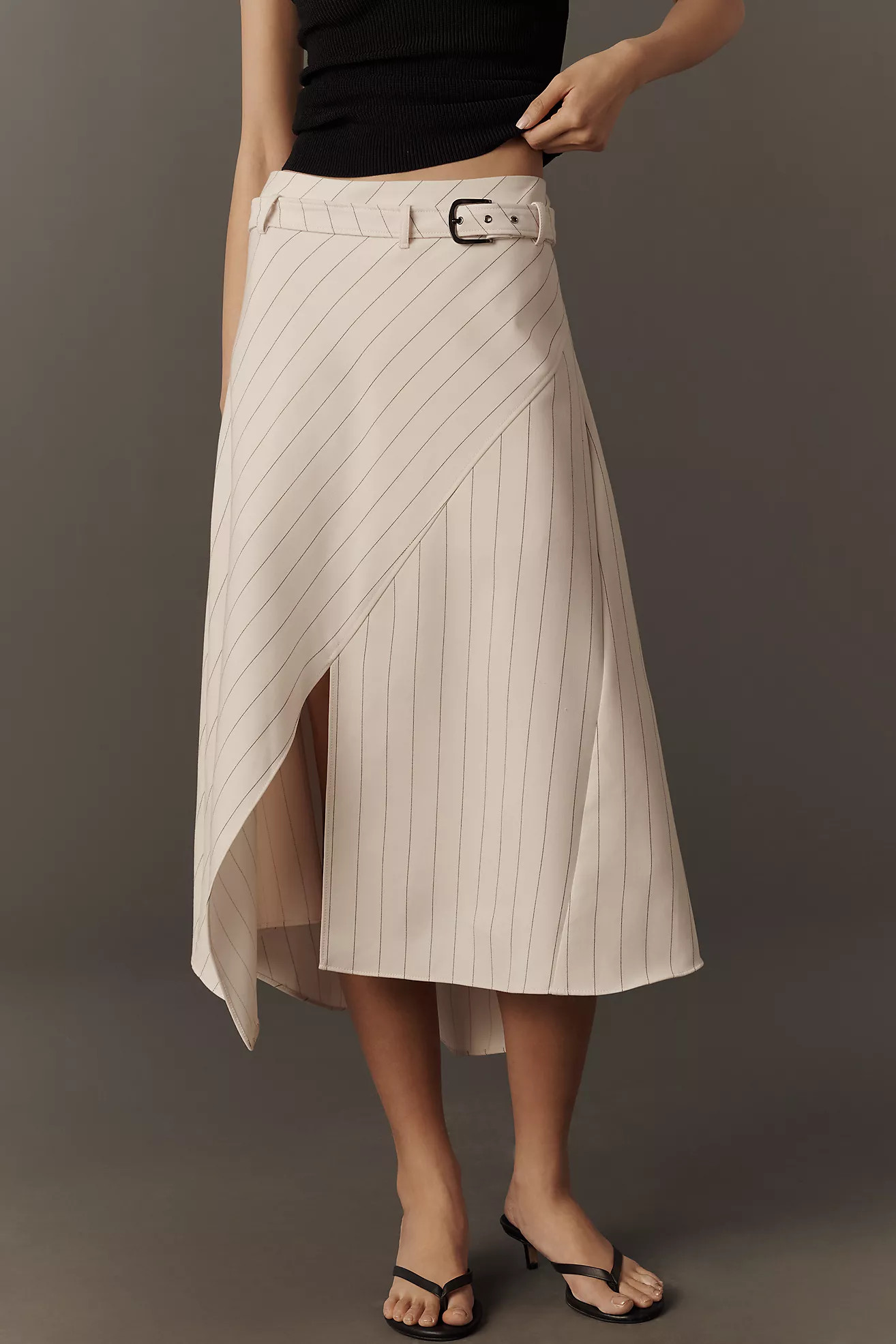 By Anthropologie Asymmetric Midi Wrap Skirt | Anthropologie (US)