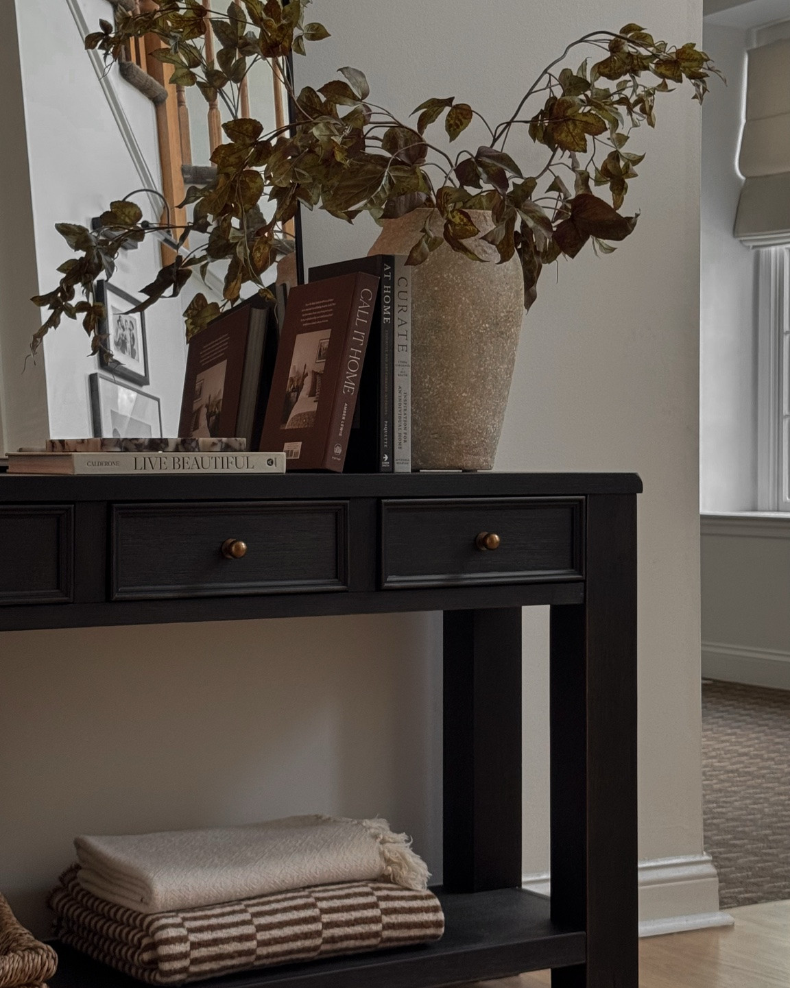 Fall entryway, fall decor, fall stems, console table decor, sideboard decor, foyer decor, entryway styling for fall, moody decor, shelf decor, console table  styling

#LTKHome